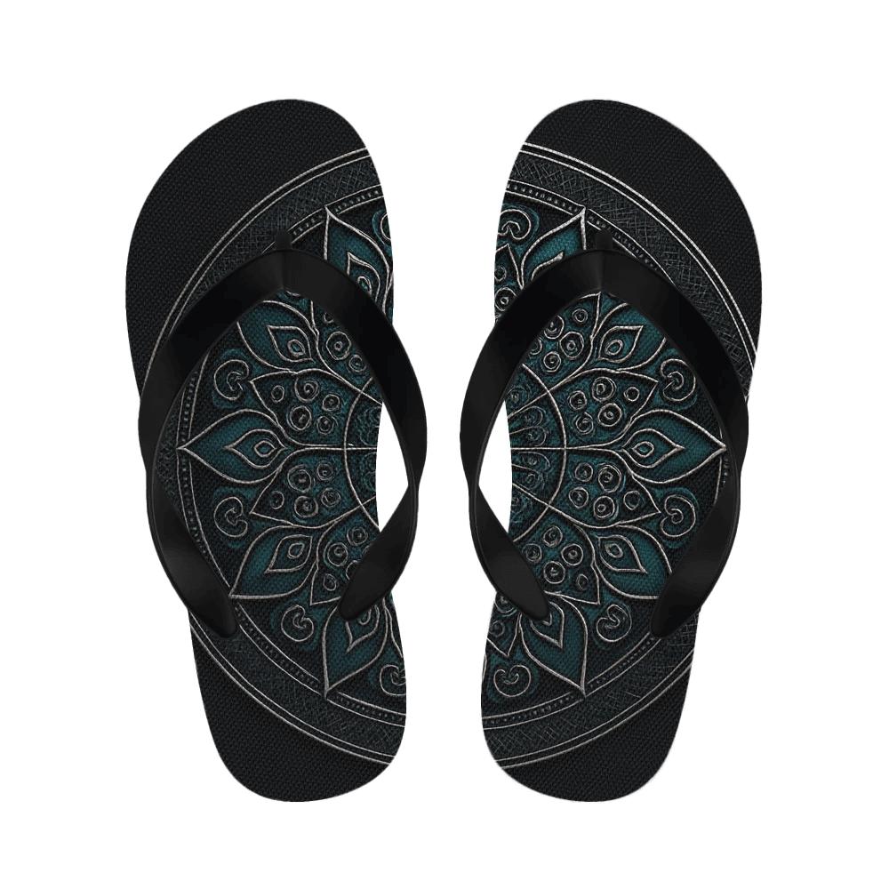 Obsidian Filigree Compass Bloom custom slippers