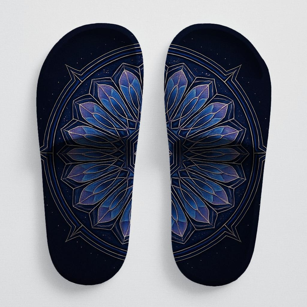 Midnight Prism Rosette soft footbed slides