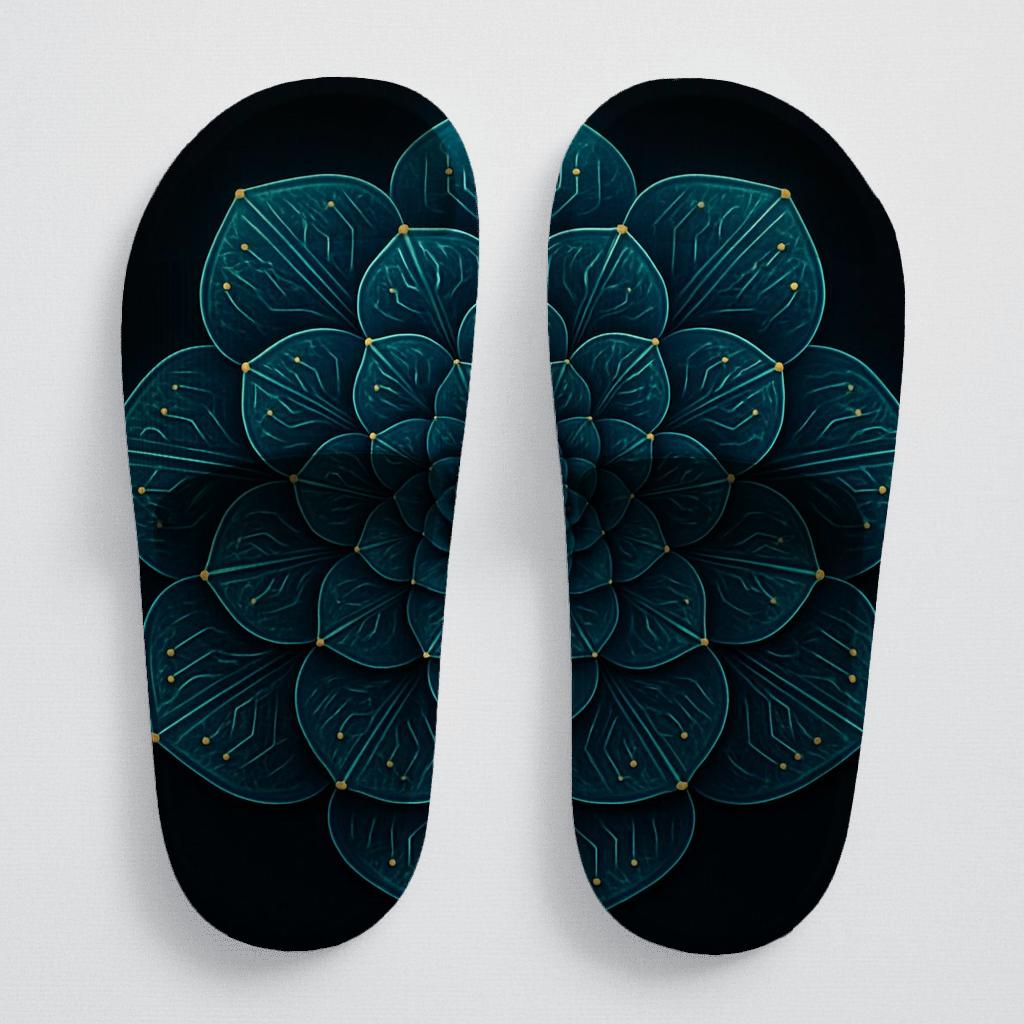 Orchid Circuit Rosette sporty rubber slides