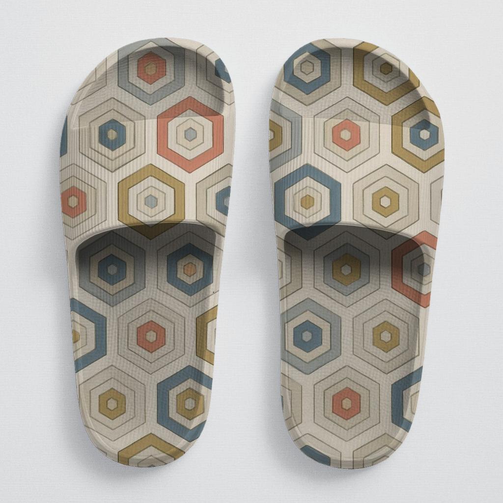 Hex Fractal Drift Quilt personalized slide sandals