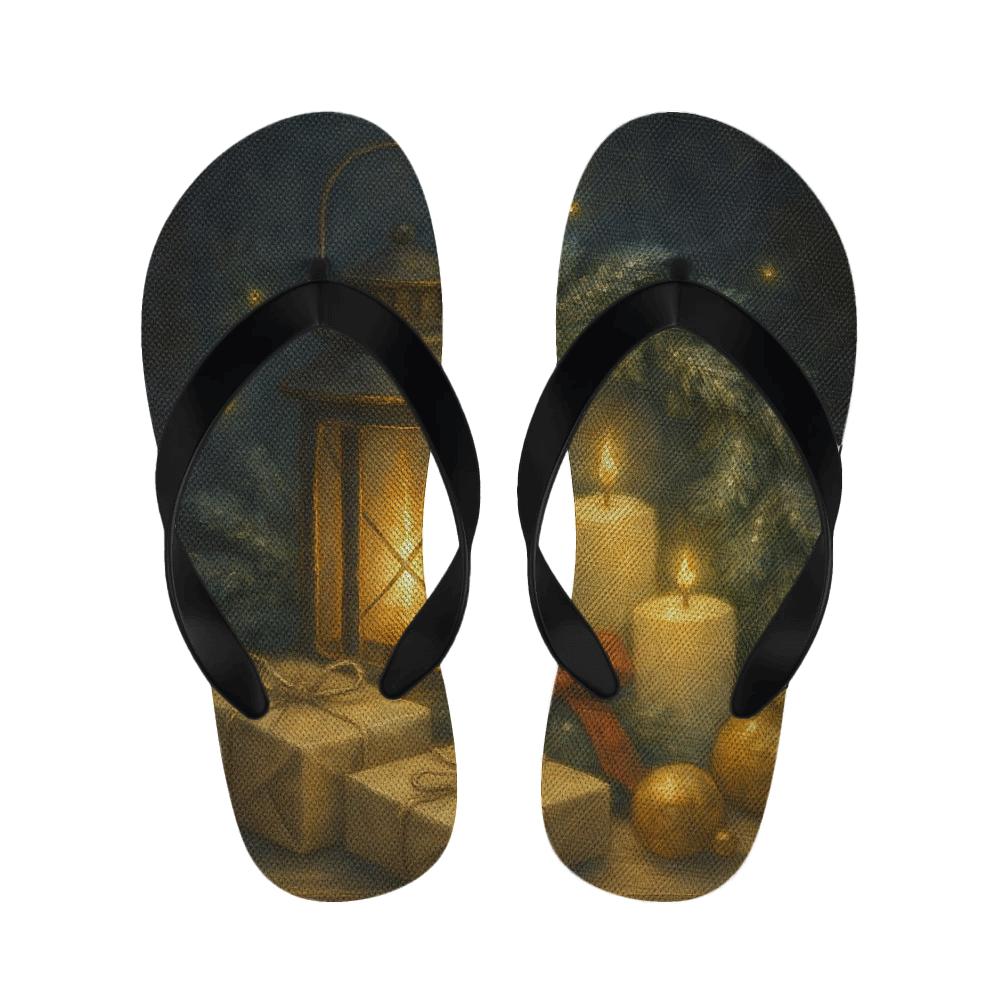 Lantern Lit Winter Hearth warm fleece slippers