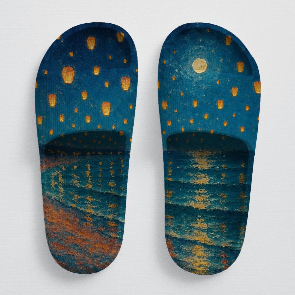 Summer Solstice Lantern Tide personalized slide sandals
