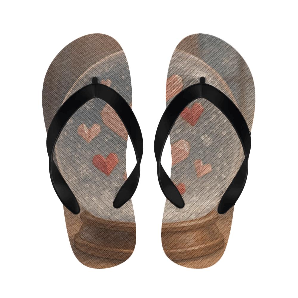 Valentine Paper Heart Snowglobe personalized cozy slippers
