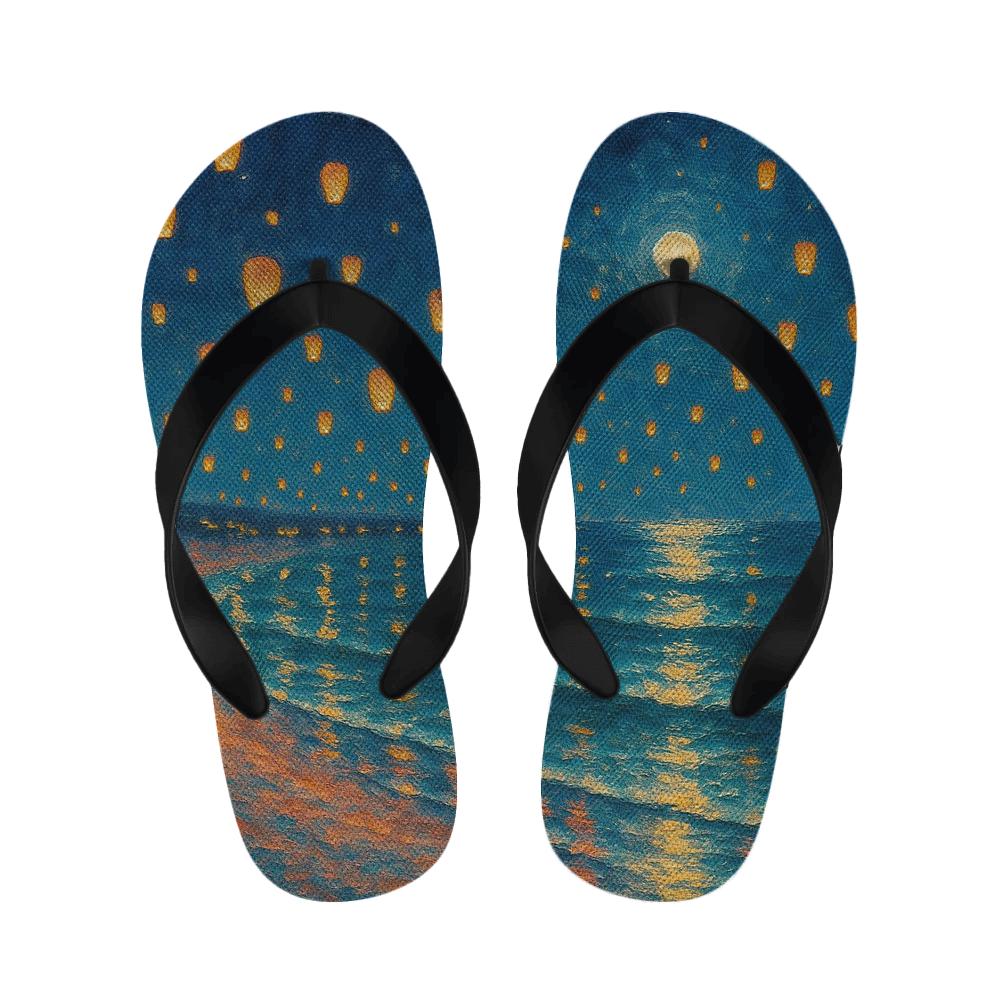 Summer Solstice Lantern Tide unique printed slipperscustom slippers