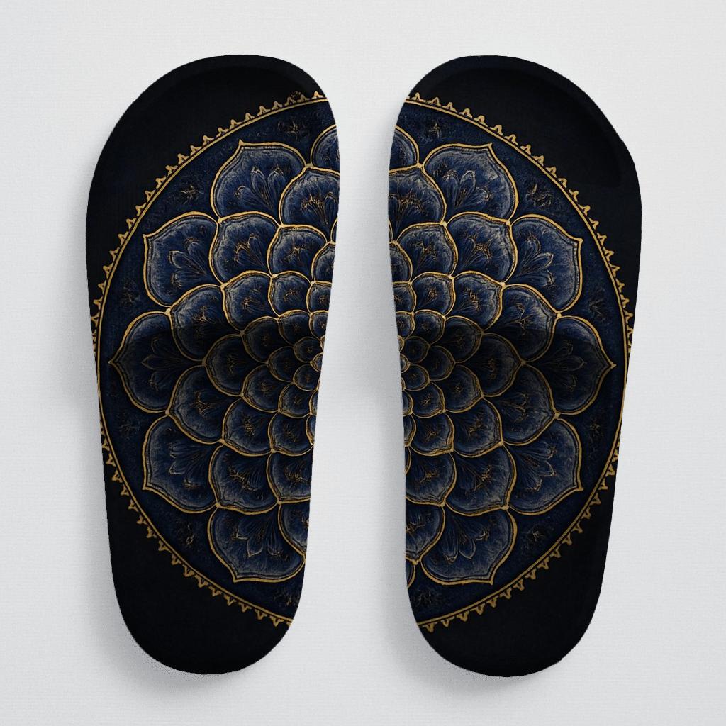 Midnight Spiral Rosette Engine personalized slide sandals