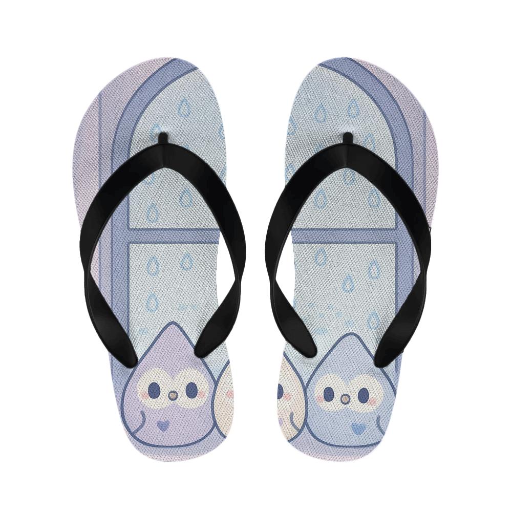 Lavender Raindrop Owls designer logo slippers