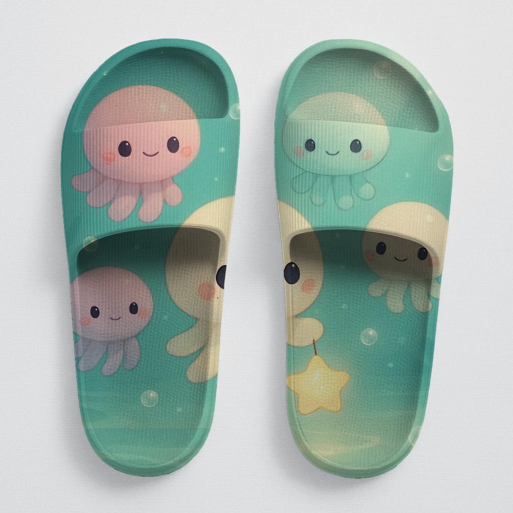 Moonlit Jellyfish Plush Parade personalized slide sandals