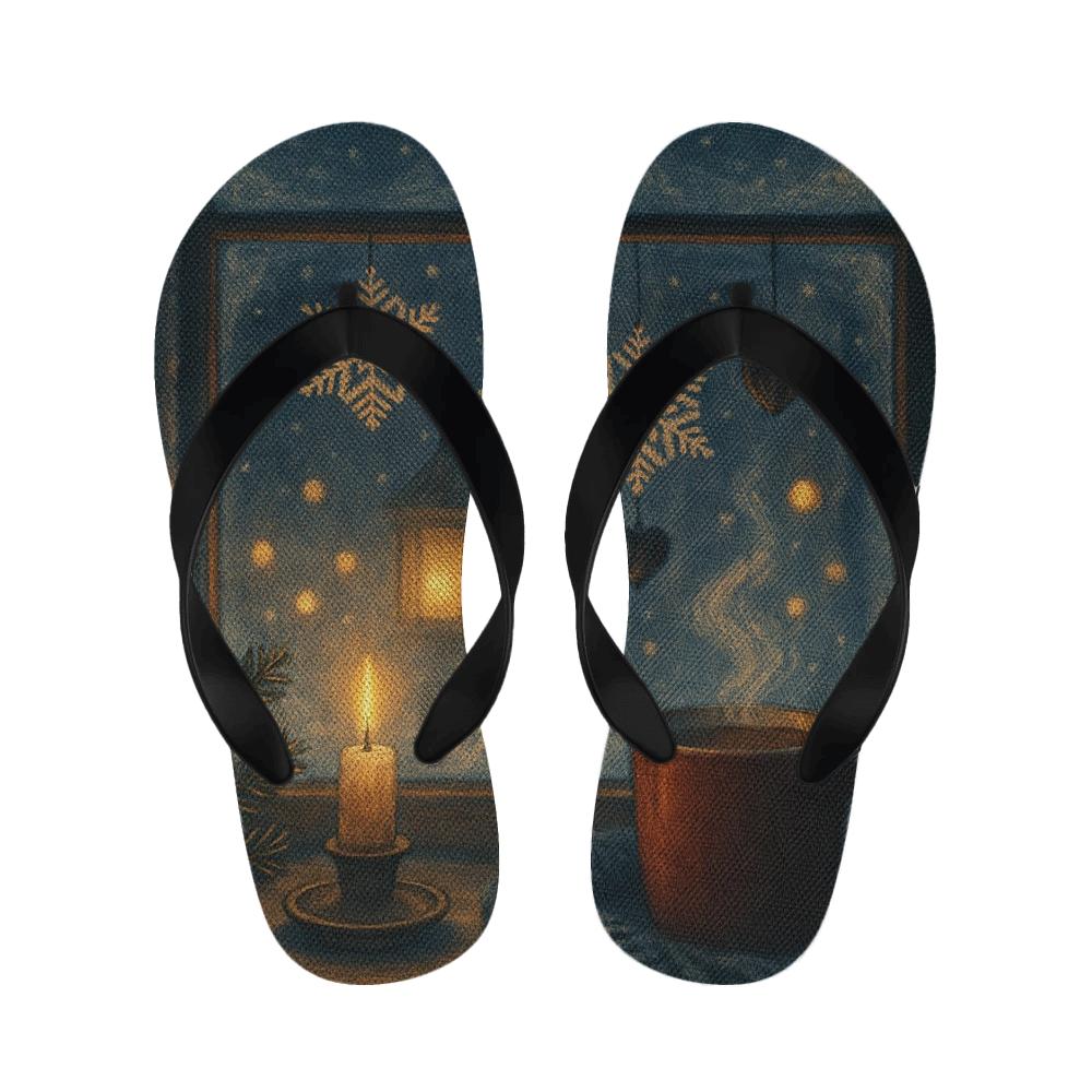 Lantern Lit Winter Carol Window personalized cozy slippers
