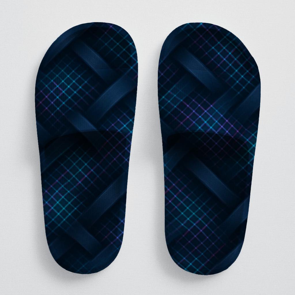 Moire Orbit Weave sporty rubber slides