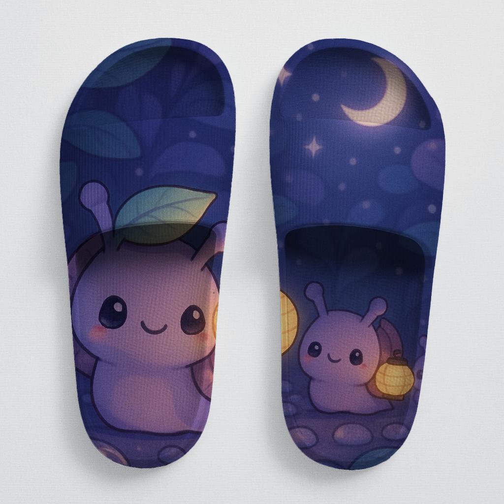 Lavender Lantern Snail Parade soft footbed slides