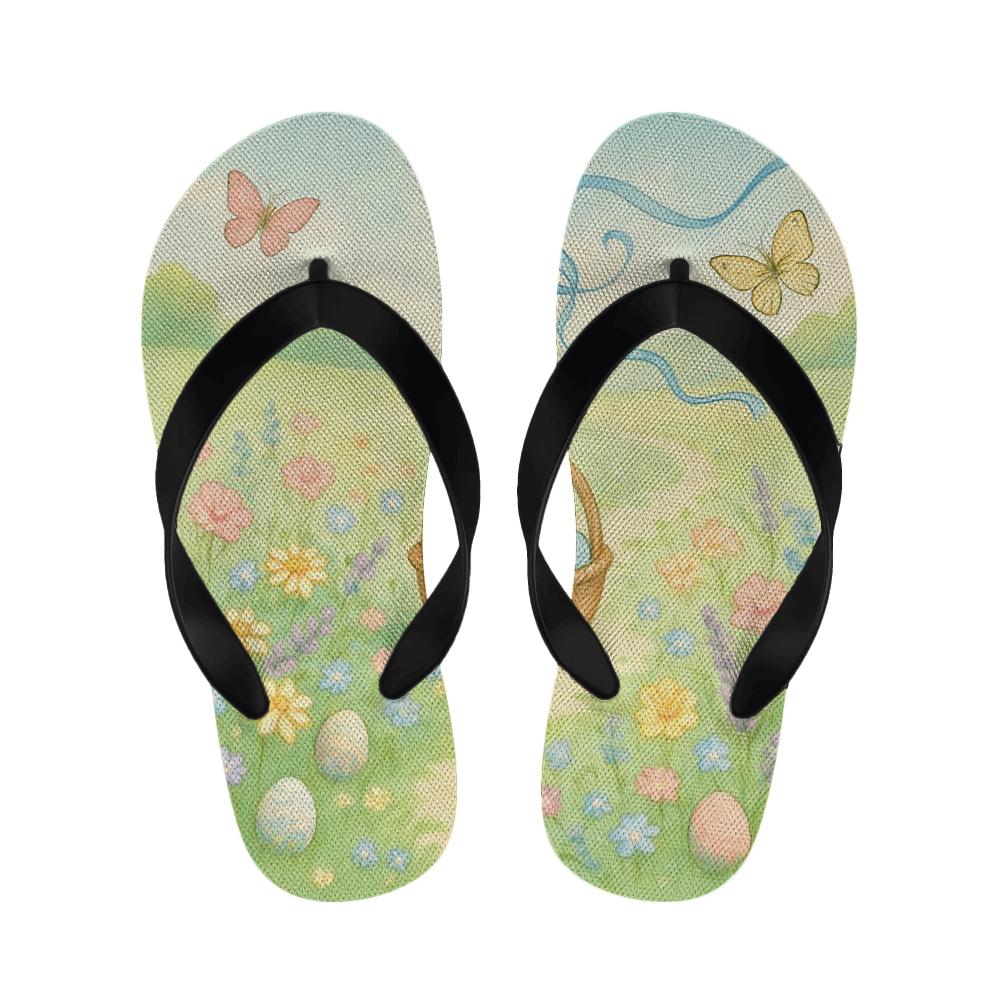 Spring Egg Hunt Meadow Whimsy designer logo slippers