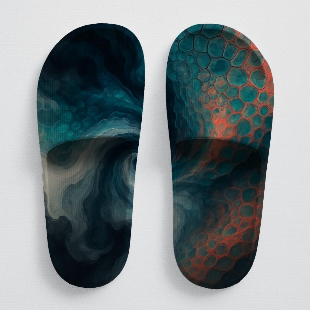 Cuttlefish Ink Pulse Mosaic stylish pool slides