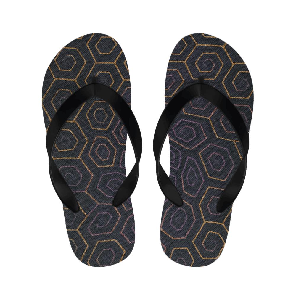 Hex Spiral Tessellation Bloom designer logo slippers