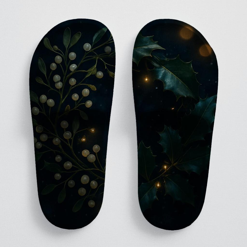 Mistletoe Velvet Night trendy summer slides