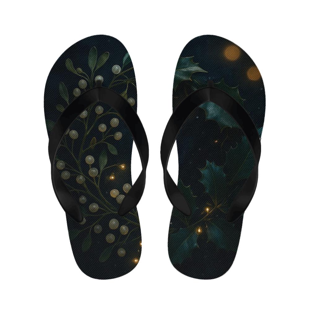 Mistletoe Velvet Night designer logo slippers