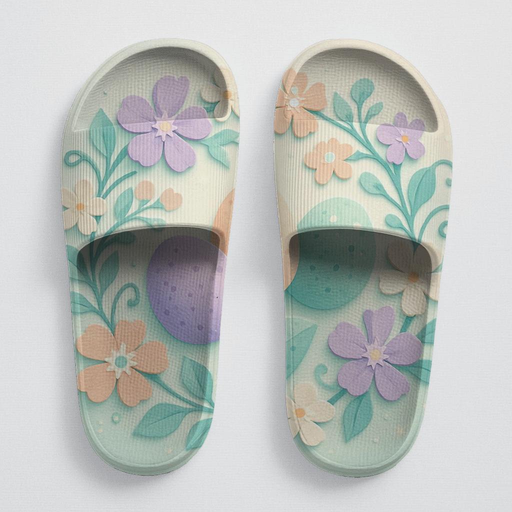 Spring Eggshell Nebula Garden comfortable casual slides