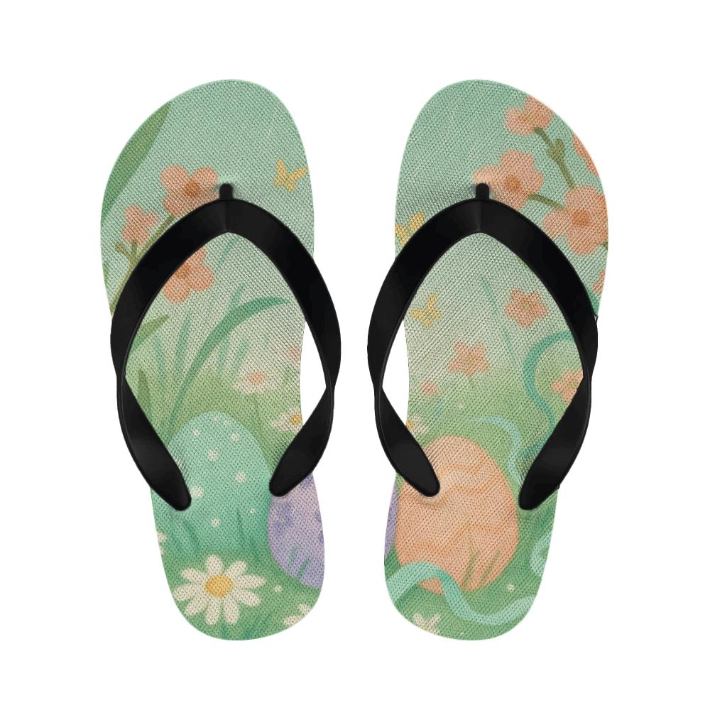 Spring Egg Hunt Meadow Ribbons warm fleece slippers