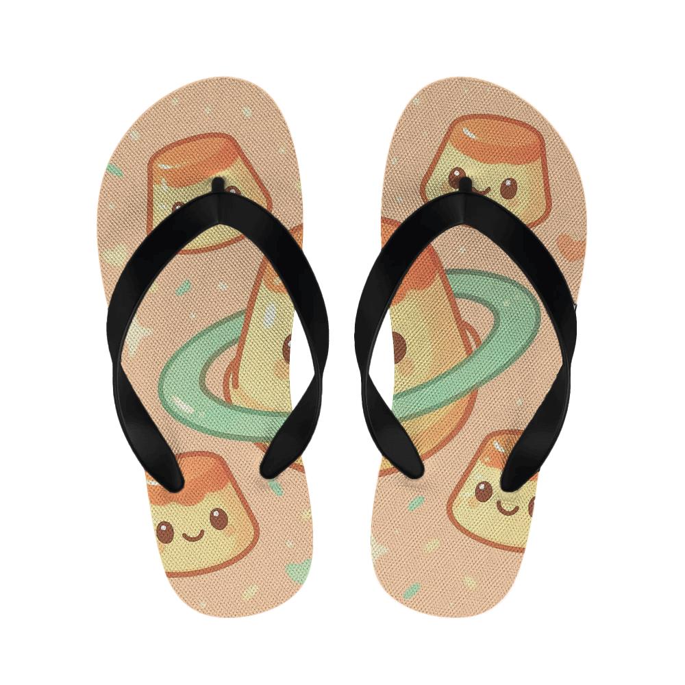 Peach Pudding Planet Party designer logo slippers