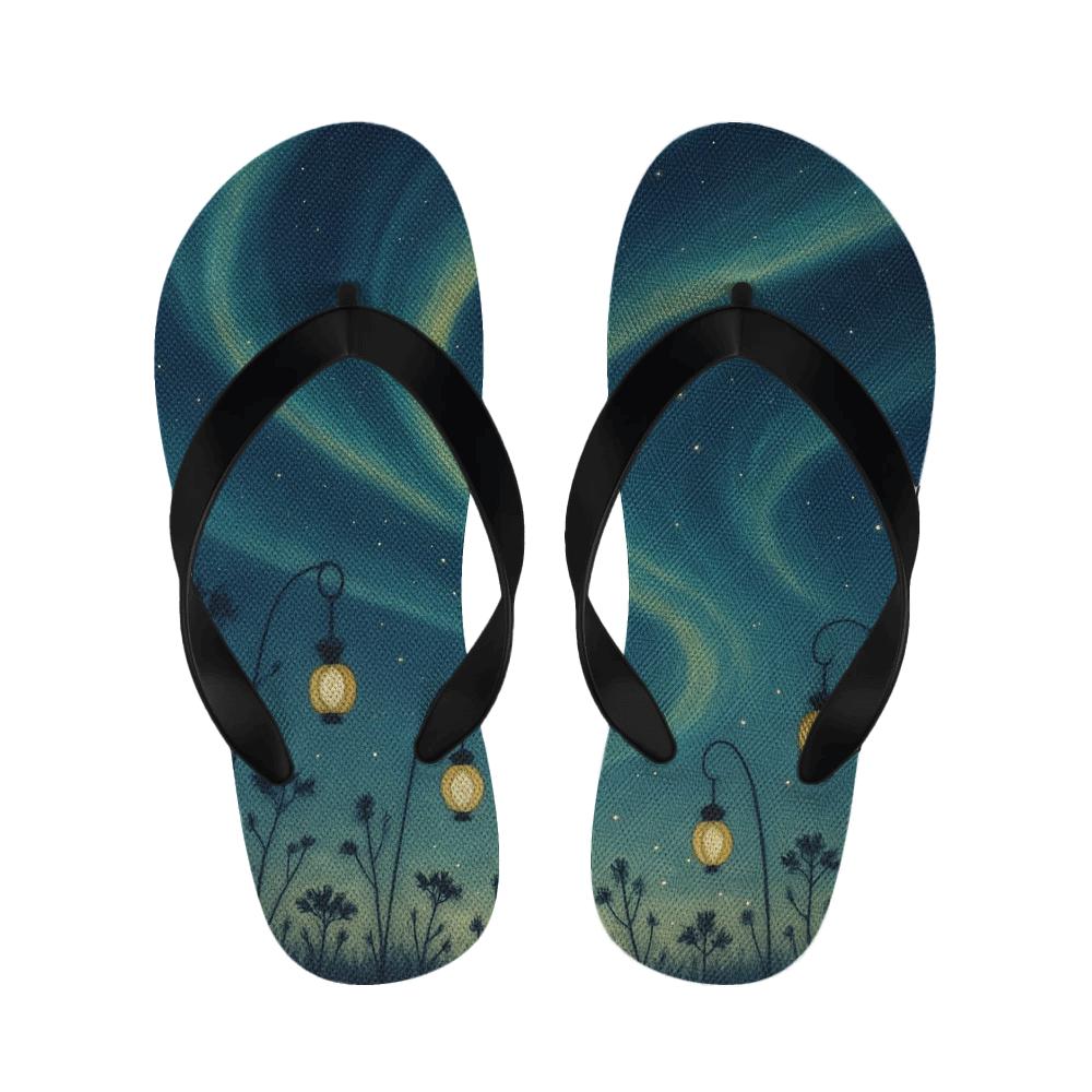 Midsummer Solstice Aurora Ribbons designer logo slippers