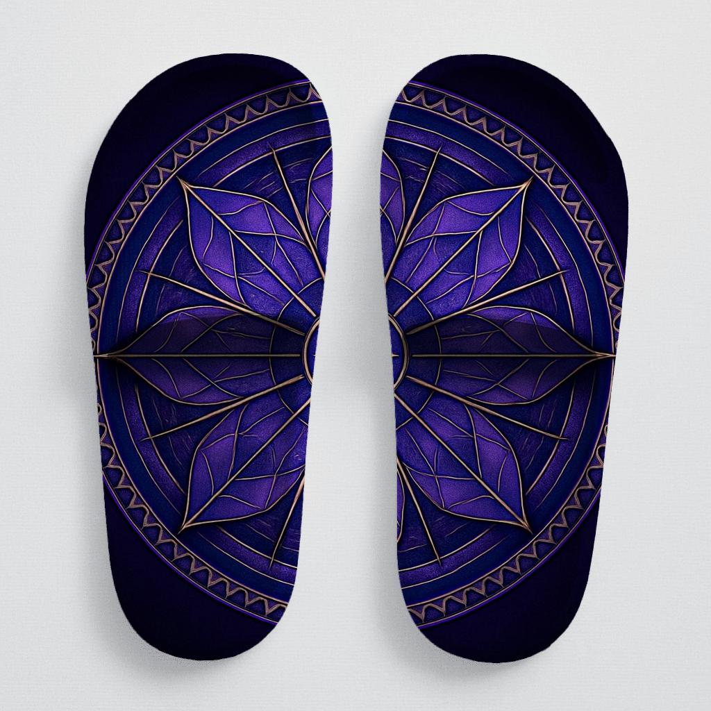 Prismatic Compass Bloom Mandala sporty rubber slides