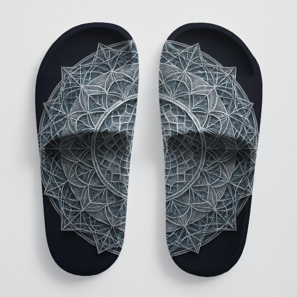 Quartz Lattice Halo Mandala soft footbed slides