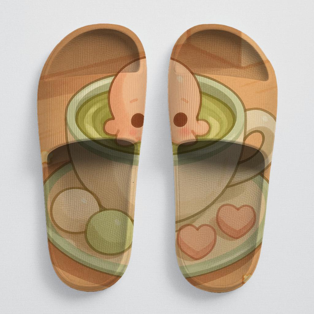 Sleepy Matcha Cup Octopus personalized slide sandals