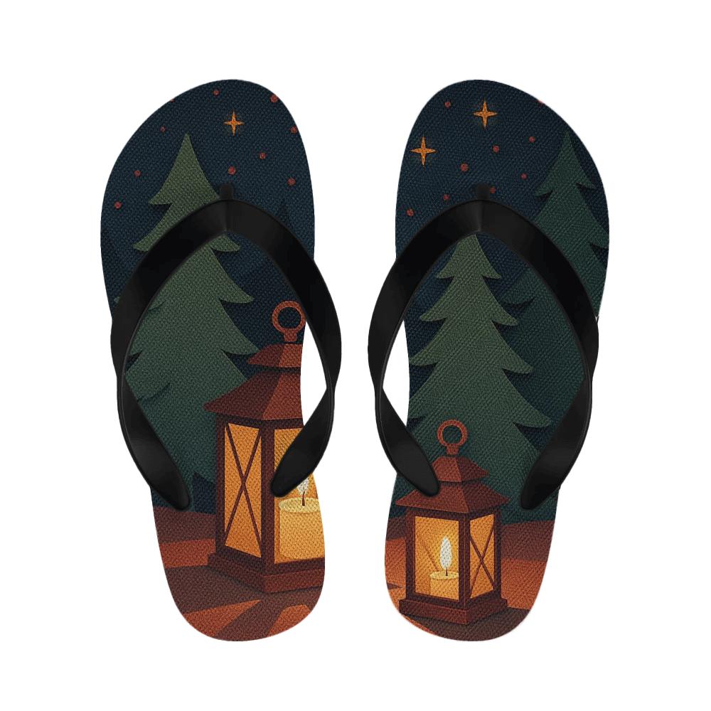 Lanternlit Midwinter Carol Silhouette warm fleece slippers