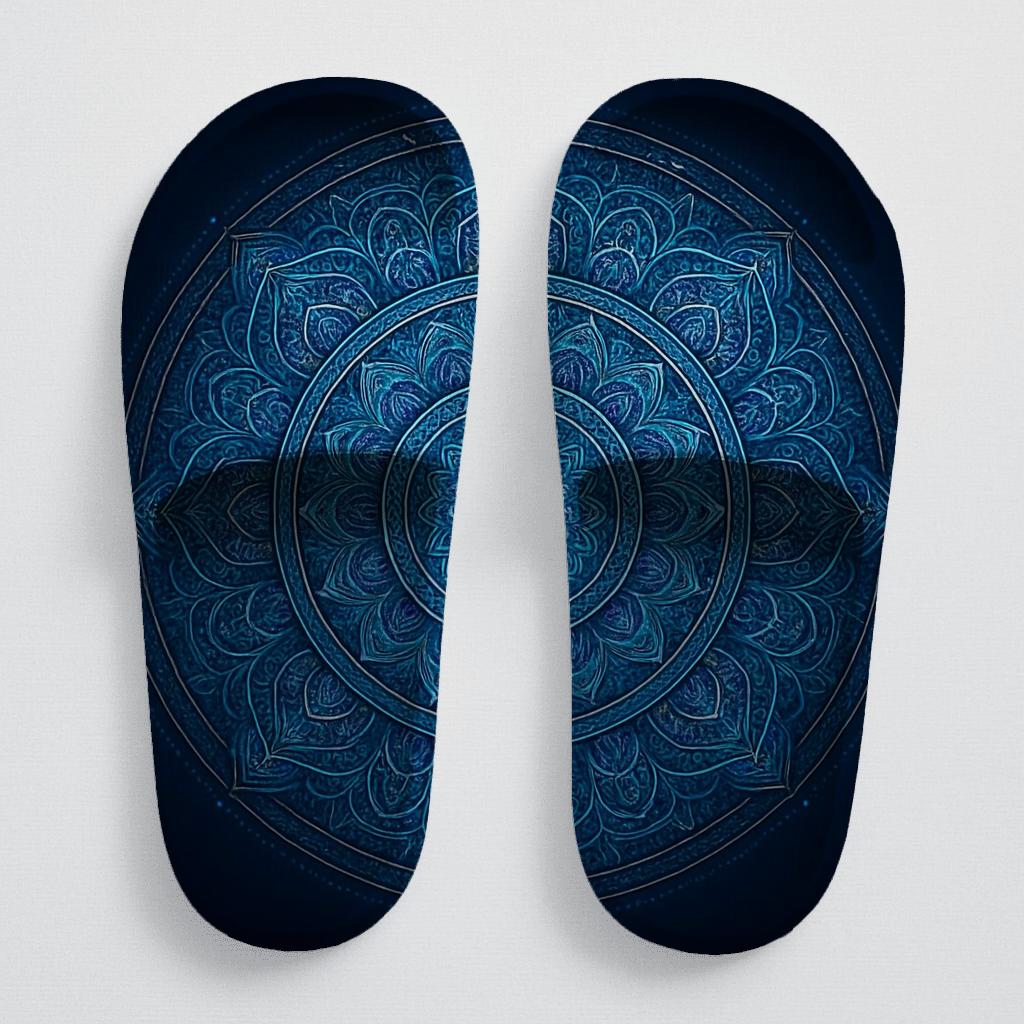 Prismatic Orbit Filigree Mandala personalized slide sandals