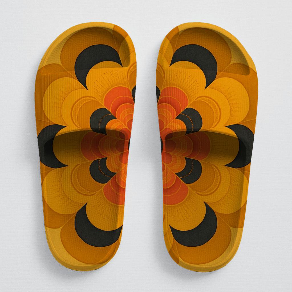 Marigold Pulse Rosette sporty rubber slides
