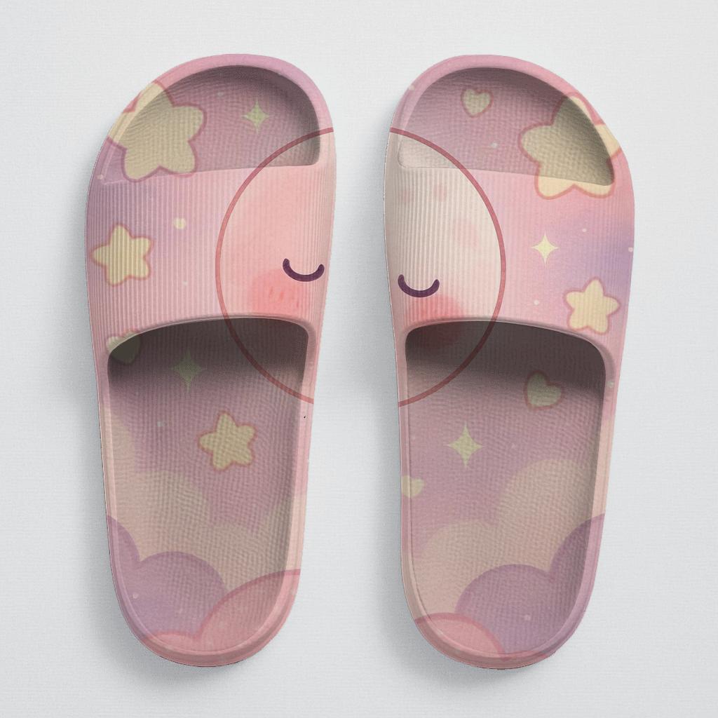 Sleepy Strawberry Milk Moon soft footbed slides