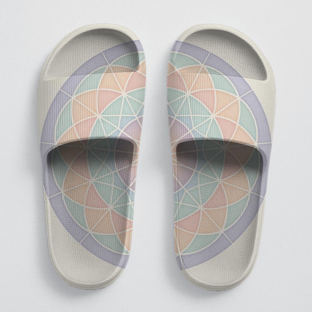 Pastel Prism Lattice Bloom soft footbed slides