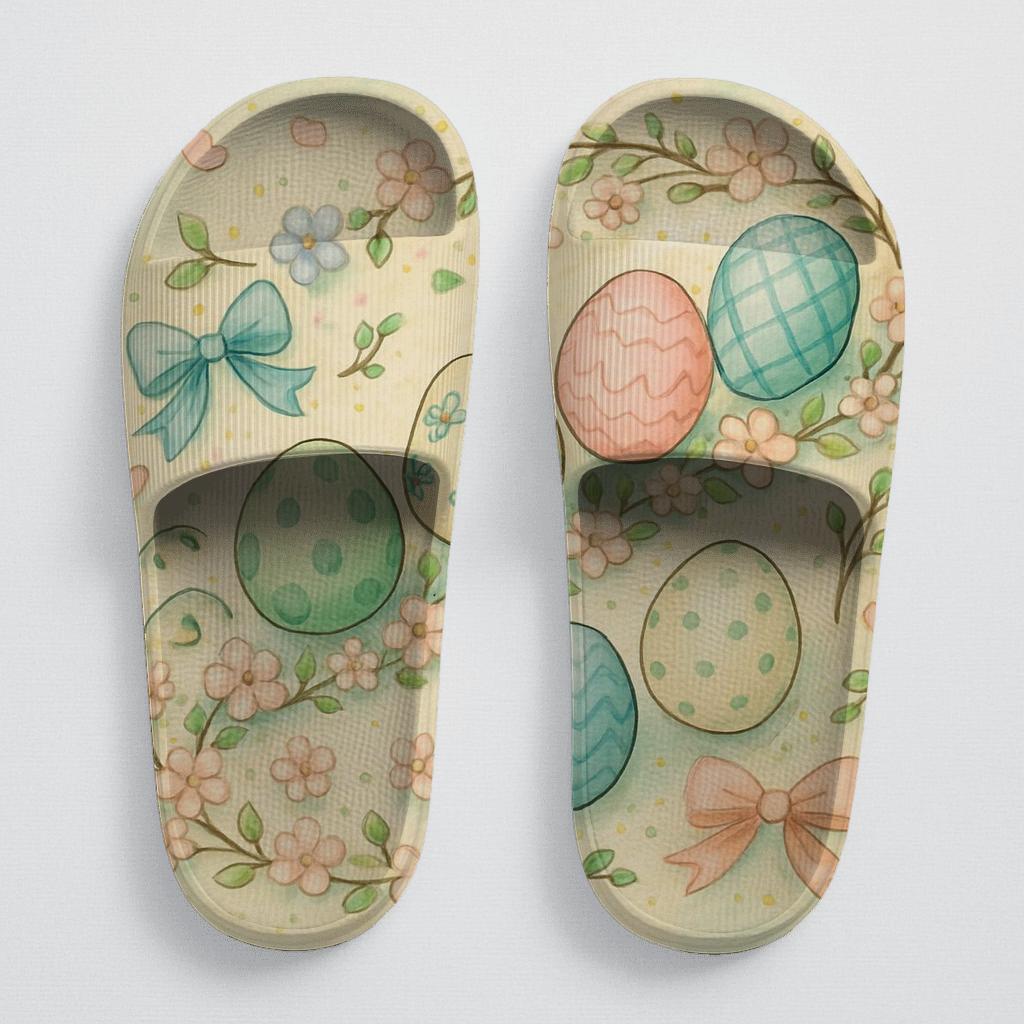 Spring Eggshell Blossom Parade trendy summer slides
