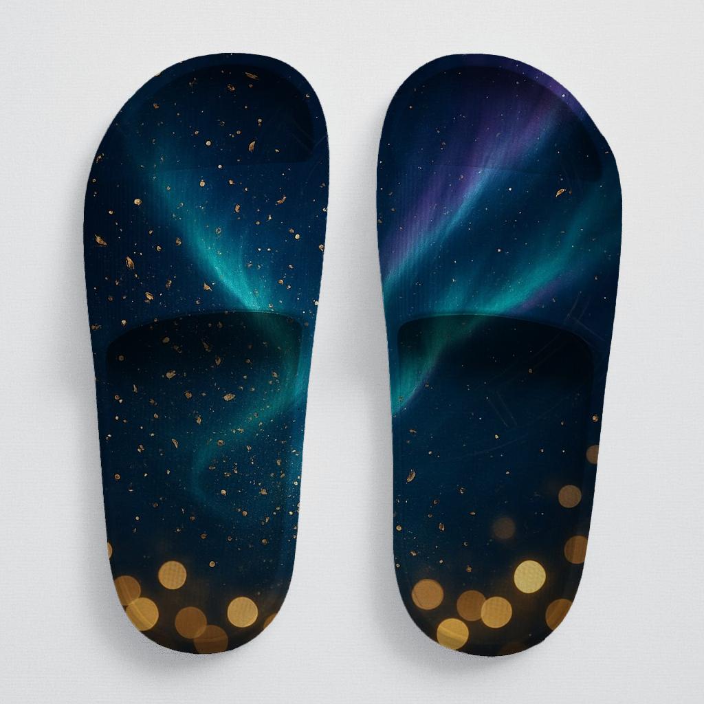 New Year Aurora Confetti personalized slide sandals