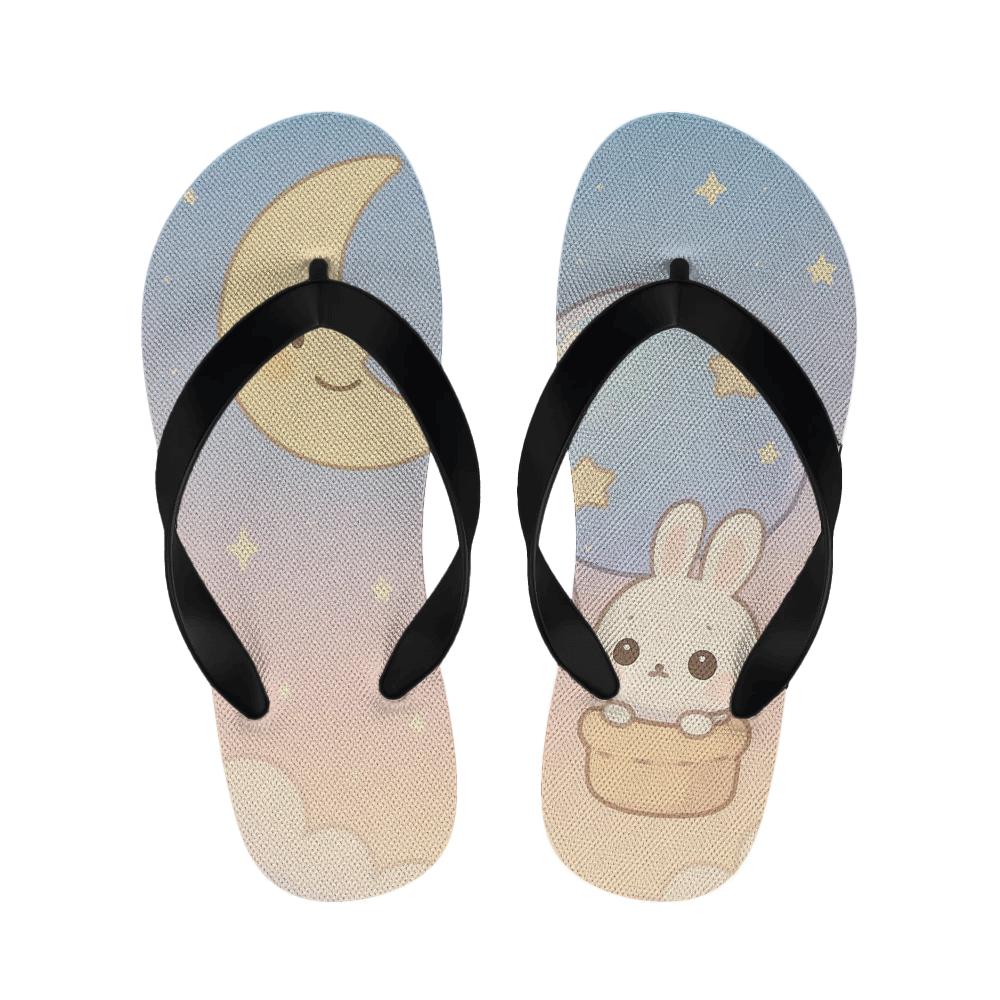 Sleepy Moon Bunny Balloon Ride trendy casual slippers