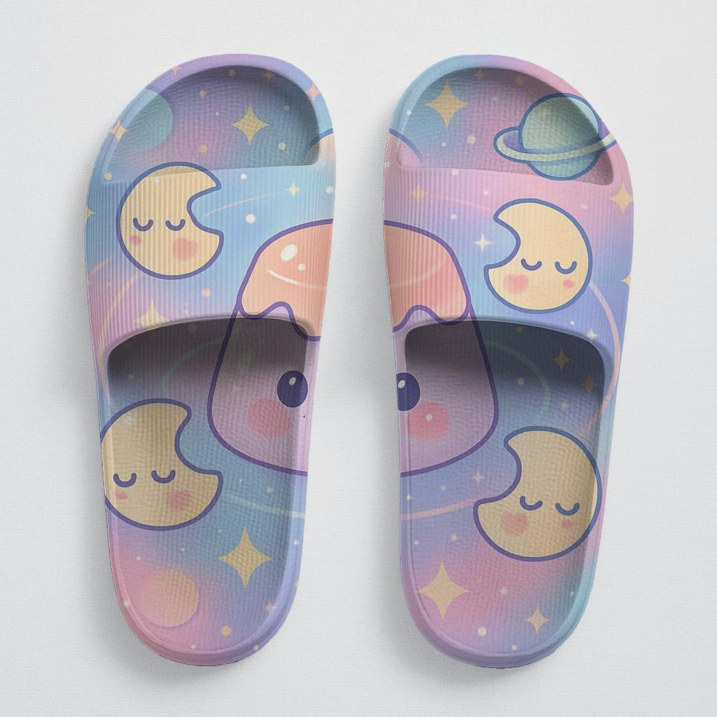 Pastel Planet Pudding Parade personalized slide sandals