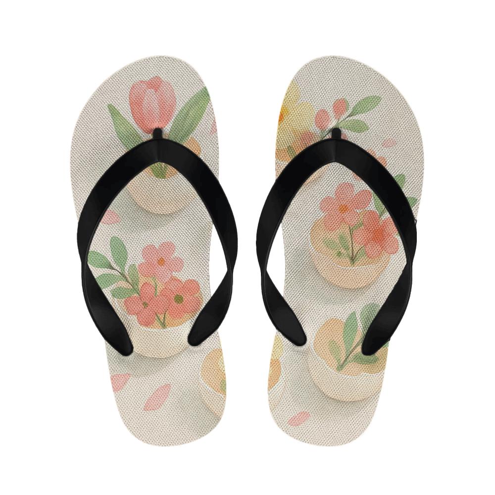 Spring Eggshell Blossom Parade warm fleece slippers