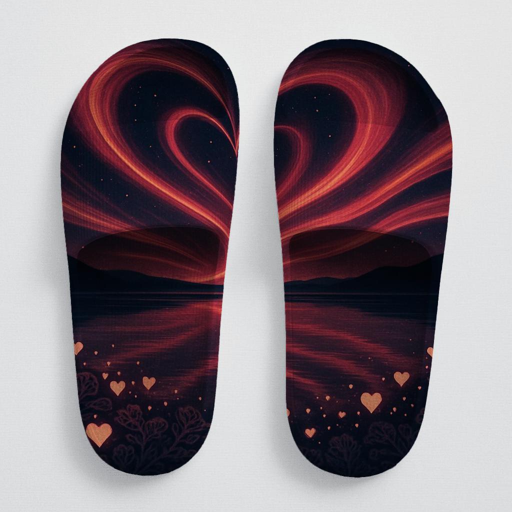 Valentine Aurora Ribbon Night personalized slide sandals