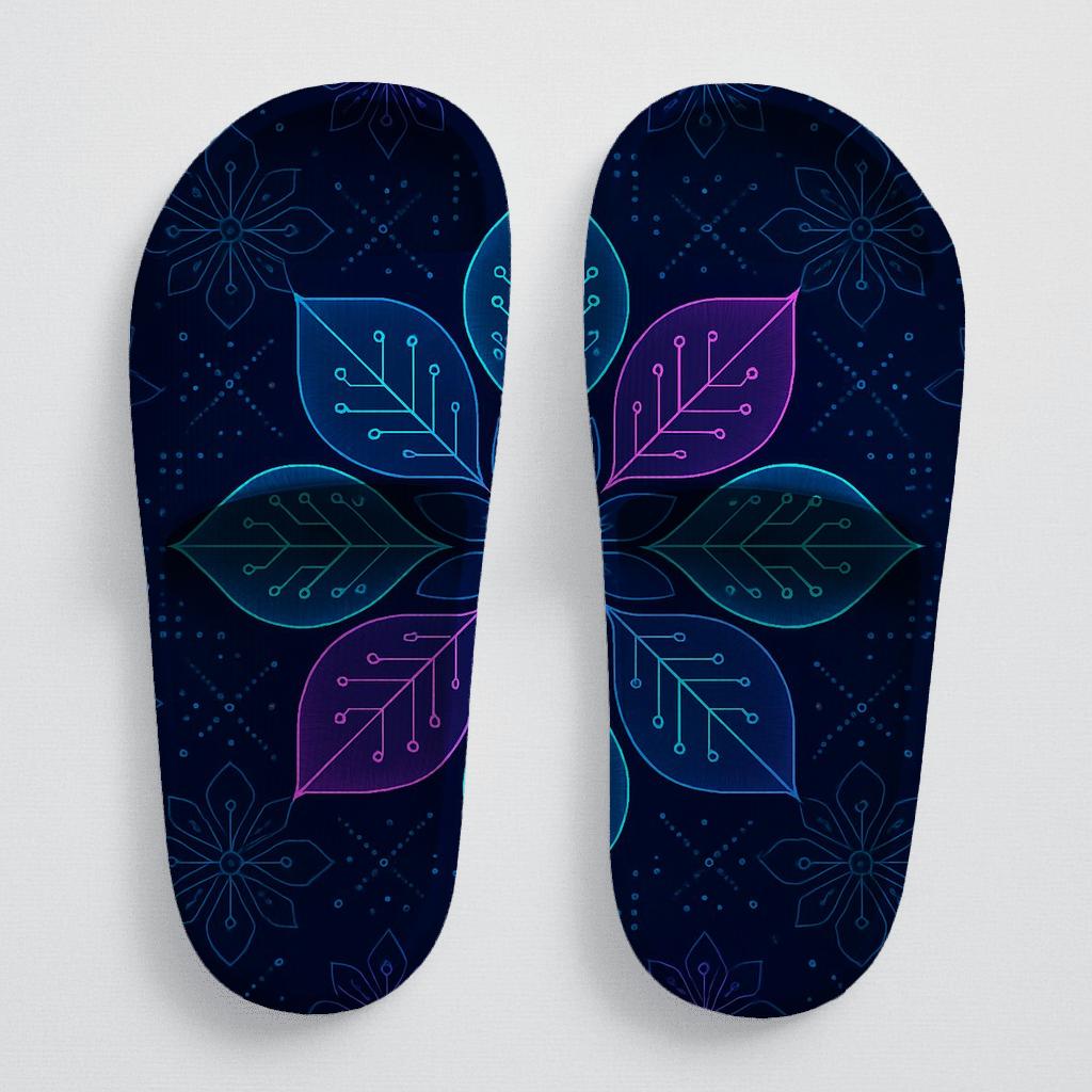 Orchid Circuit Bloom sporty rubber slides