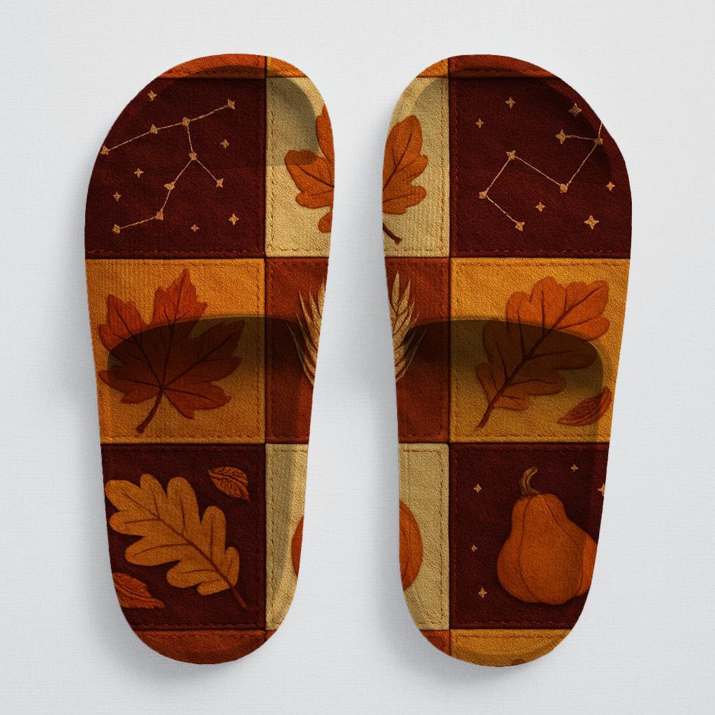 Autumn Equinox Harvest Constellation Quilt comfortable casual slides