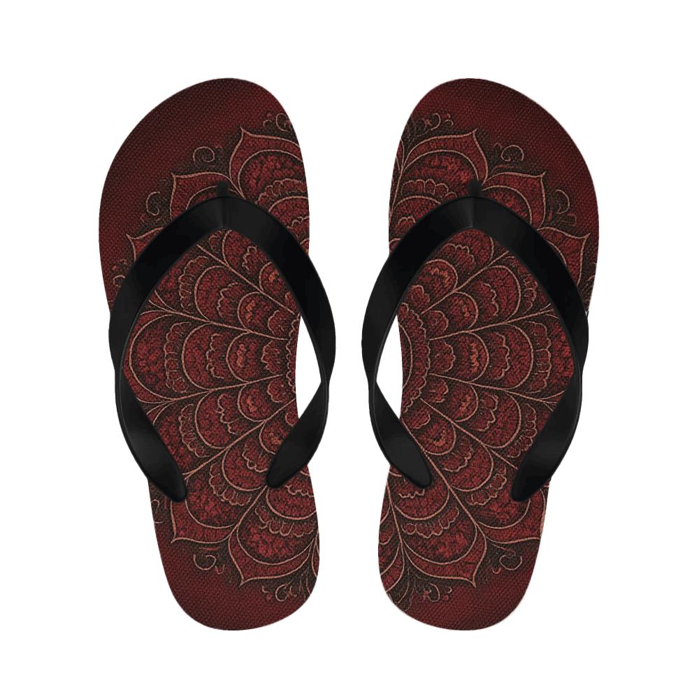 Crimson Spiral Rosette Atlas warm fleece slippers