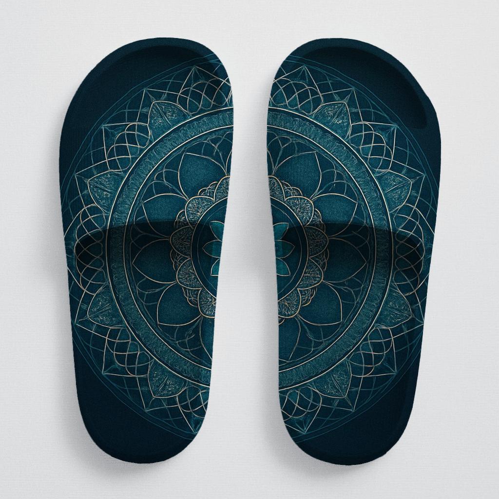 Chromatic Orbit Filigree Mandala comfortable casual slides