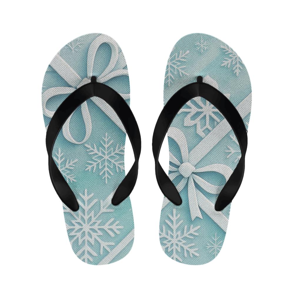 Winter Giftwrap Aurora Lattice designer logo slippers