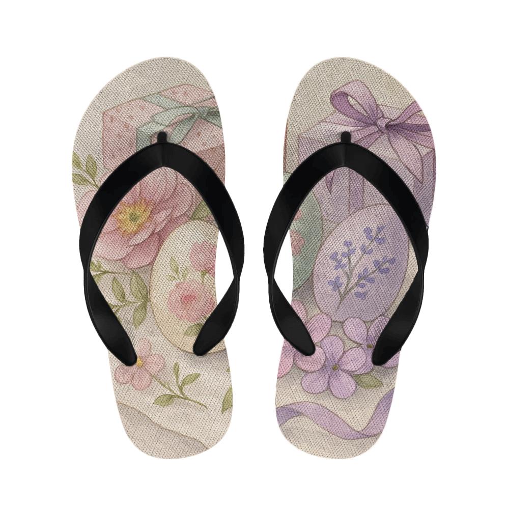 Spring Eggshell Bloom Tableau warm fleece slippers