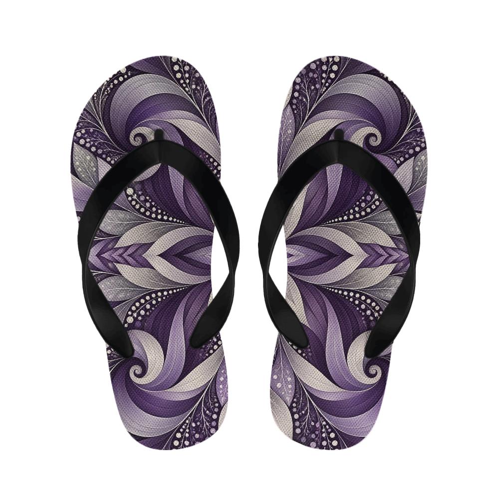 Heliotrope Stripe Fractal Loom warm fleece slippers [AI-de529953-5490d7074cd8]