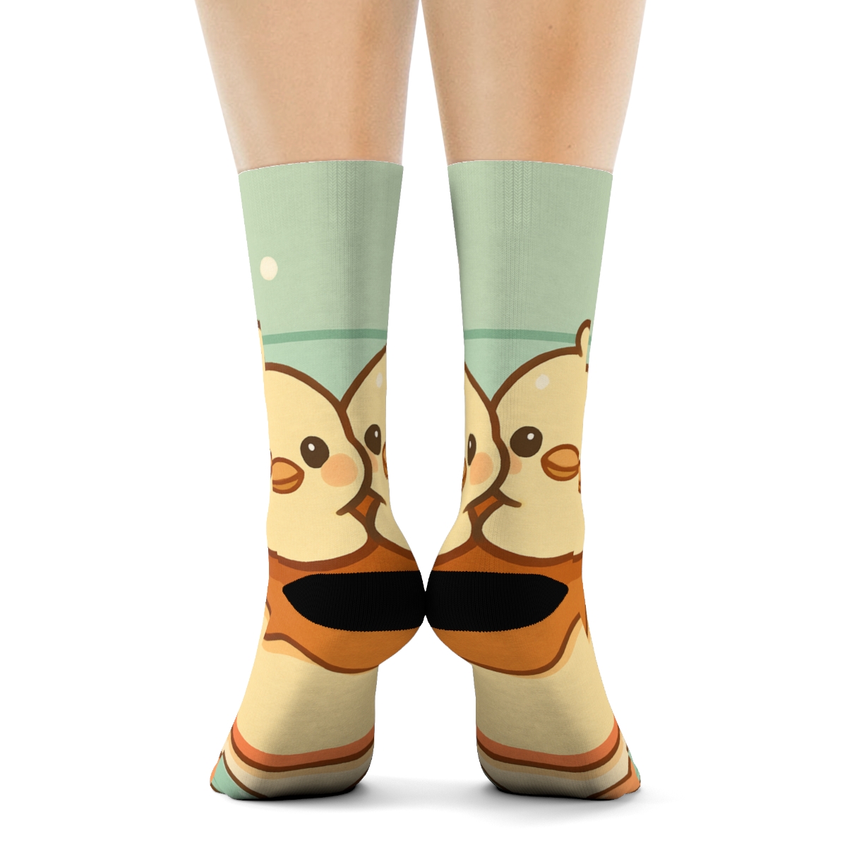 Pudding Cup Duckling Buddies stylish patterned socks