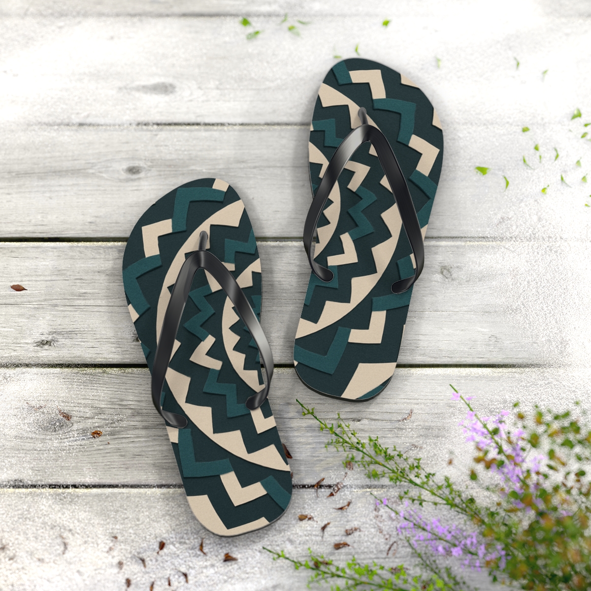 Radial Chevron Lattice trendy printed flip flops