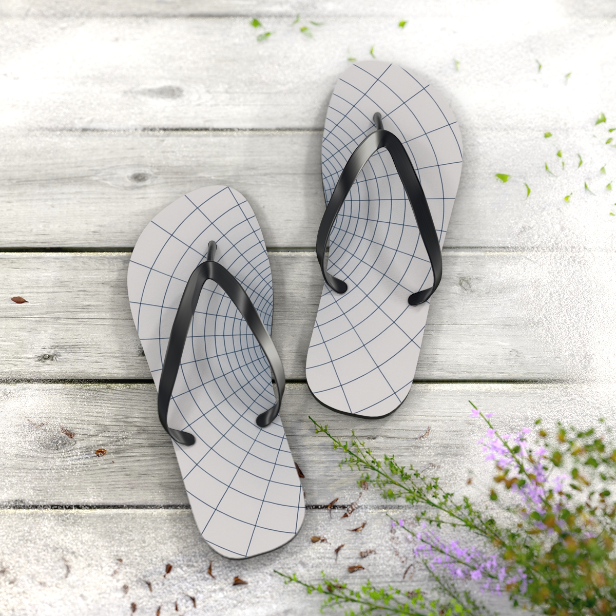 Radial Moire Grid Bloom soft sole flip flops