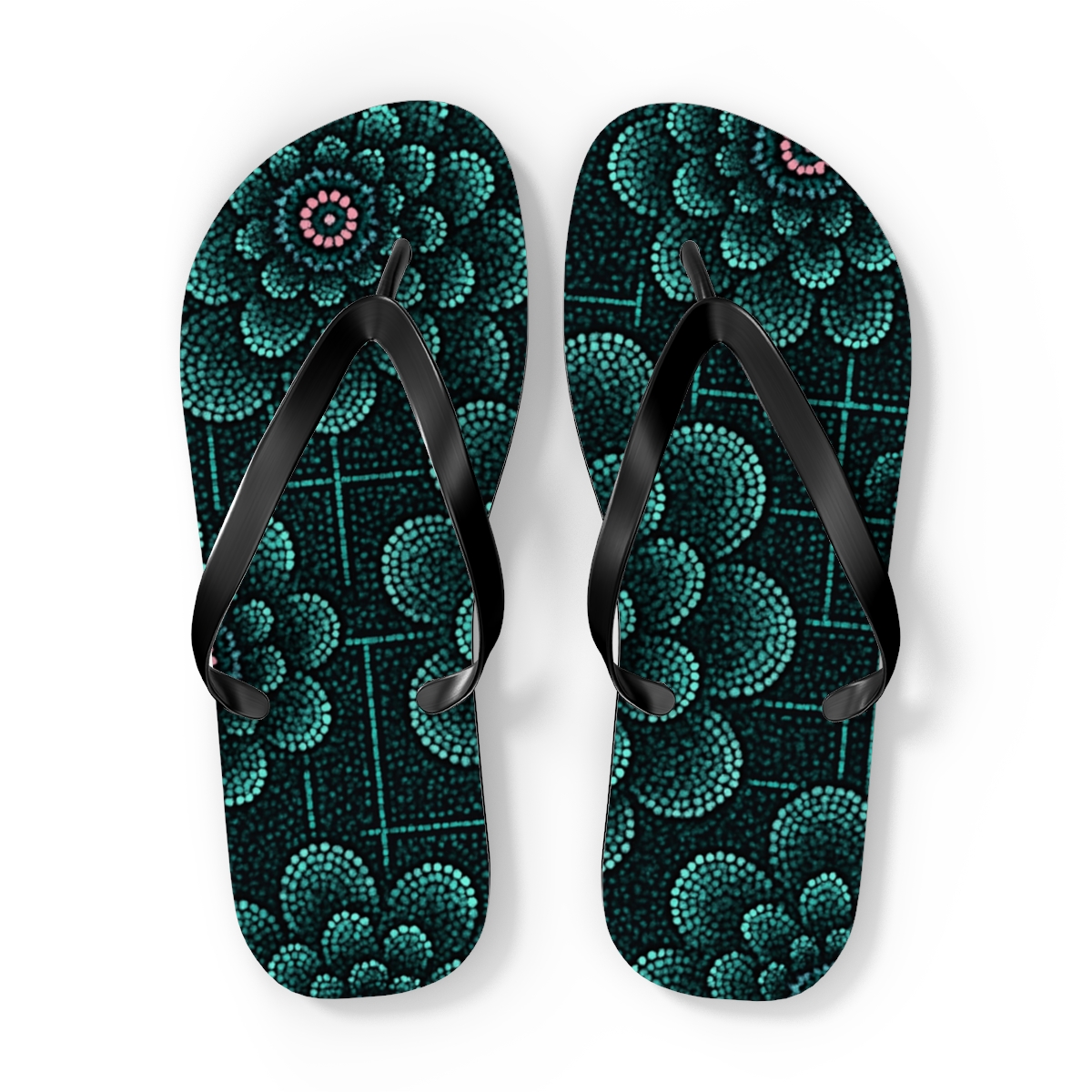 Ranunculus Dot Bloom Circuit trendy printed flip flops