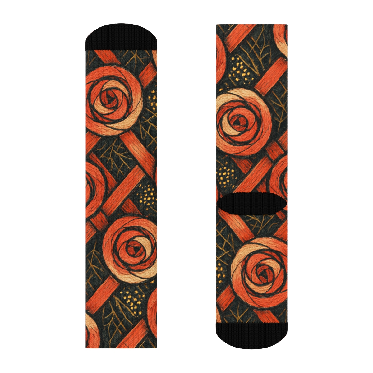 Ranunculus Fractal Ribbon Weave trendy colorful socks