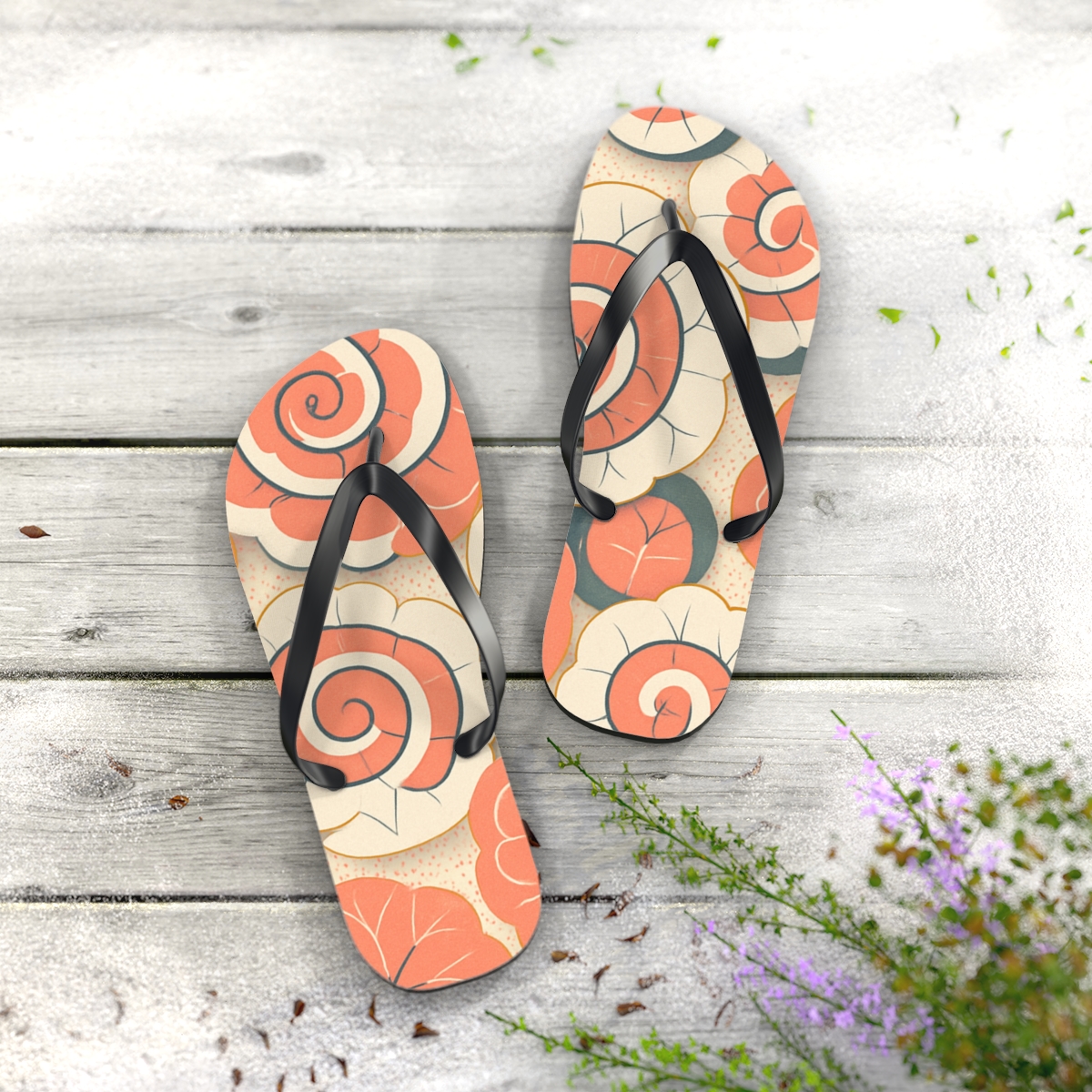 Ranunculus Fractal Rosette Array comfortable casual flip flops